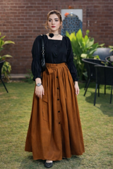 Stylish Black Top with Skirt & Belt