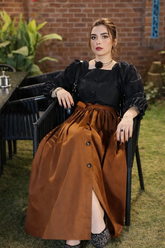 Stylish Black Top with Skirt & Belt