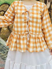 Yellow-White Doori Style Check Top