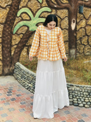 Yellow-White Doori Style Check Top
