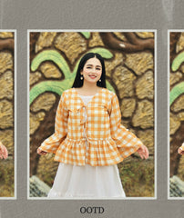 Yellow-White Doori Style Check Top